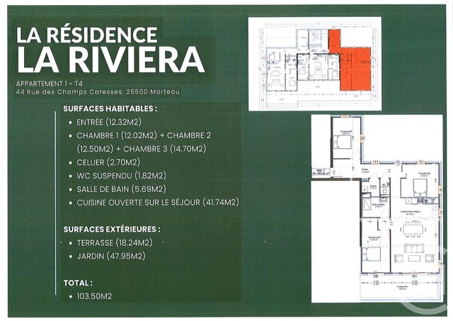 Appartement F4 à vendre - 4 pièces - 103,50 m2 - Morteau - 25 - FRANCHE-COMTE
