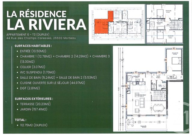 Appartement à vendre - 4 pièces - 112,75 m2 - Morteau - 25 - FRANCHE-COMTE