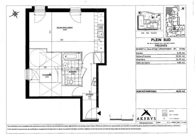 Appartement F2 à louer - 2 pièces - 46,54 m2 - Fresnes - 94 - ILE-DE-FRANCE