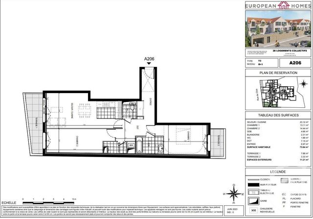 Appartement F3 à vendre - 3 pièces - 73,64 m2 - Gif Sur Yvette - 91 - ILE-DE-FRANCE