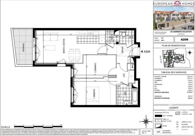 Appartement F3 à vendre - 3 pièces - 61,96 m2 - Gif Sur Yvette - 91 - ILE-DE-FRANCE