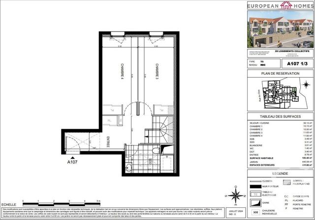 Appartement F3 à vendre - 5 pièces - 105,48 m2 - Gif Sur Yvette - 91 - ILE-DE-FRANCE