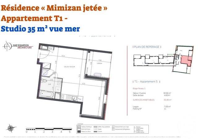 Appartement F1 à vendre - 2 pièces - 35,48 m2 - Mimizan - 40 - AQUITAINE