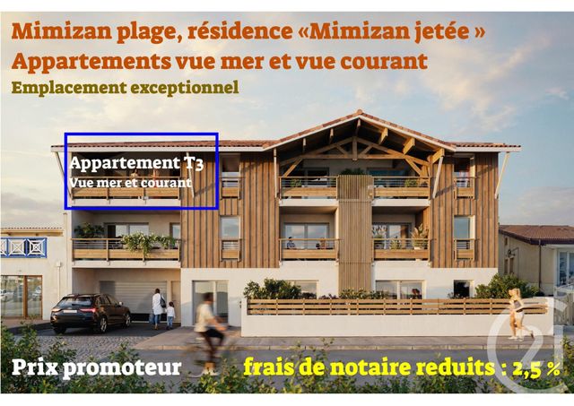 Appartement F3 à vendre - 3 pièces - 54,60 m2 - Mimizan - 40 - AQUITAINE