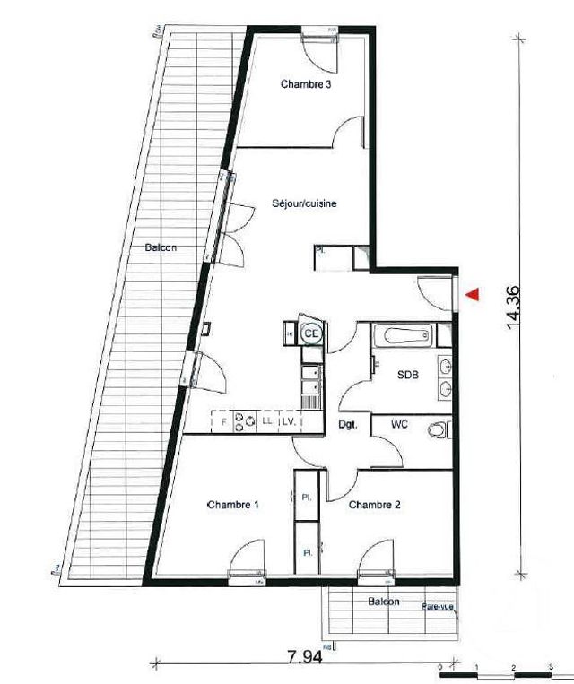 Appartement F4 à vendre - 4 pièces - 77,96 m2 - La Seyne Sur Mer - 83 - PROVENCE-ALPES-COTE-D-AZUR